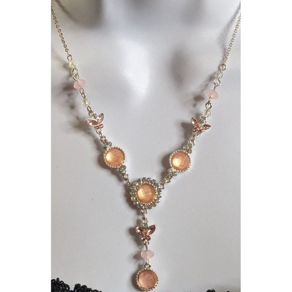 Collier Lariat AVON Nacré Et Strass - Neuf Sans Emballage, Cadeau Rare Et Doux